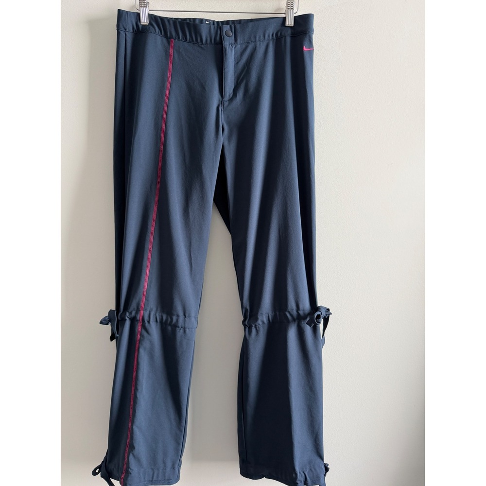 Nike Dri-FIT Y2K Dance Studio Pants Navy Pink Ruched Tie Hem Womens